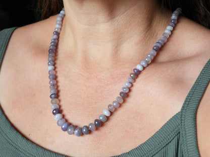 Lavender Chalcedony Handmade Knotted Bead Necklace