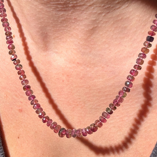 Pink Watermelon Tourmaline Beads | Knotted Gemstone Candy Necklace