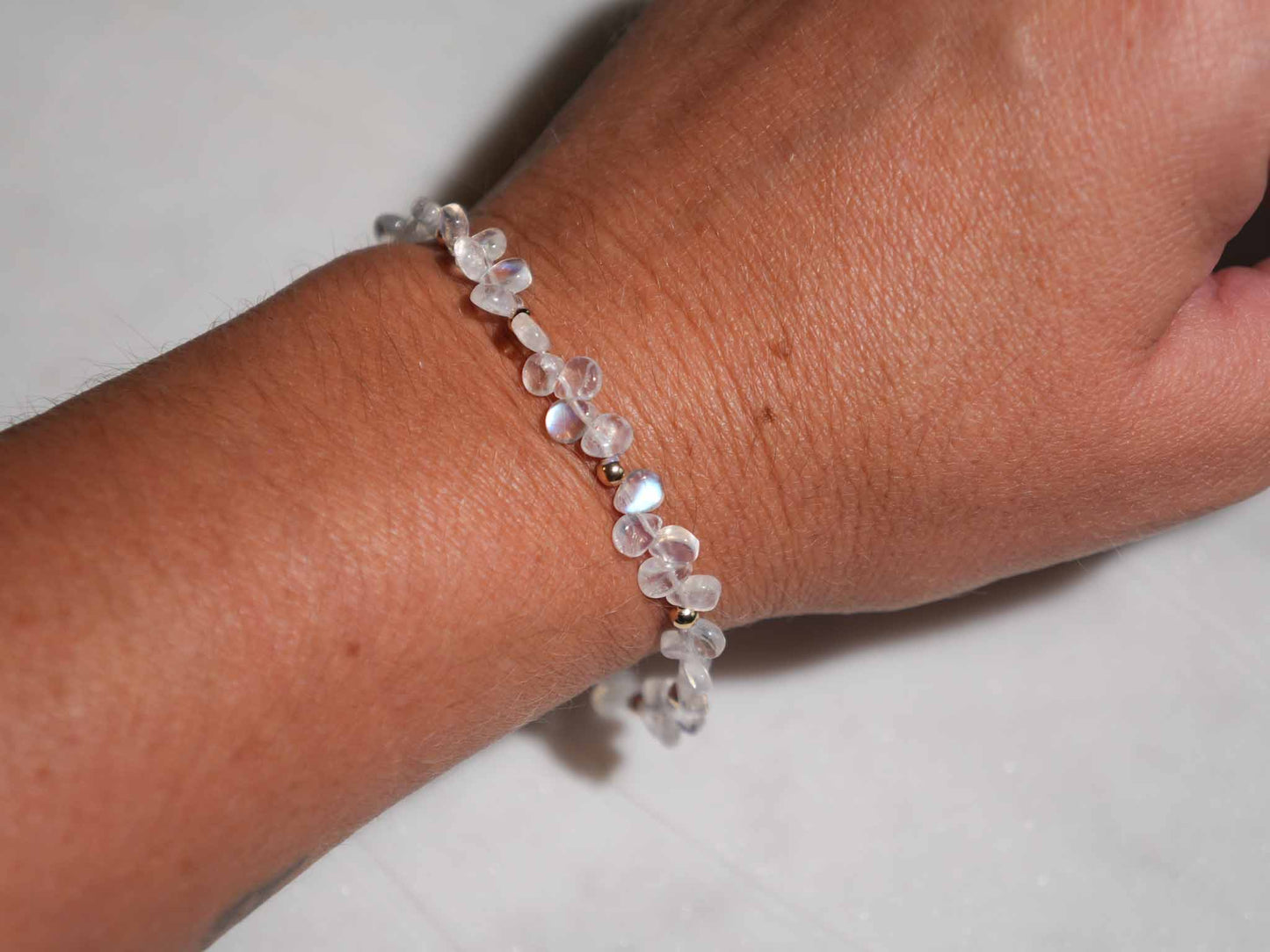 Moonstone Petal Beaded Bracelet 14k