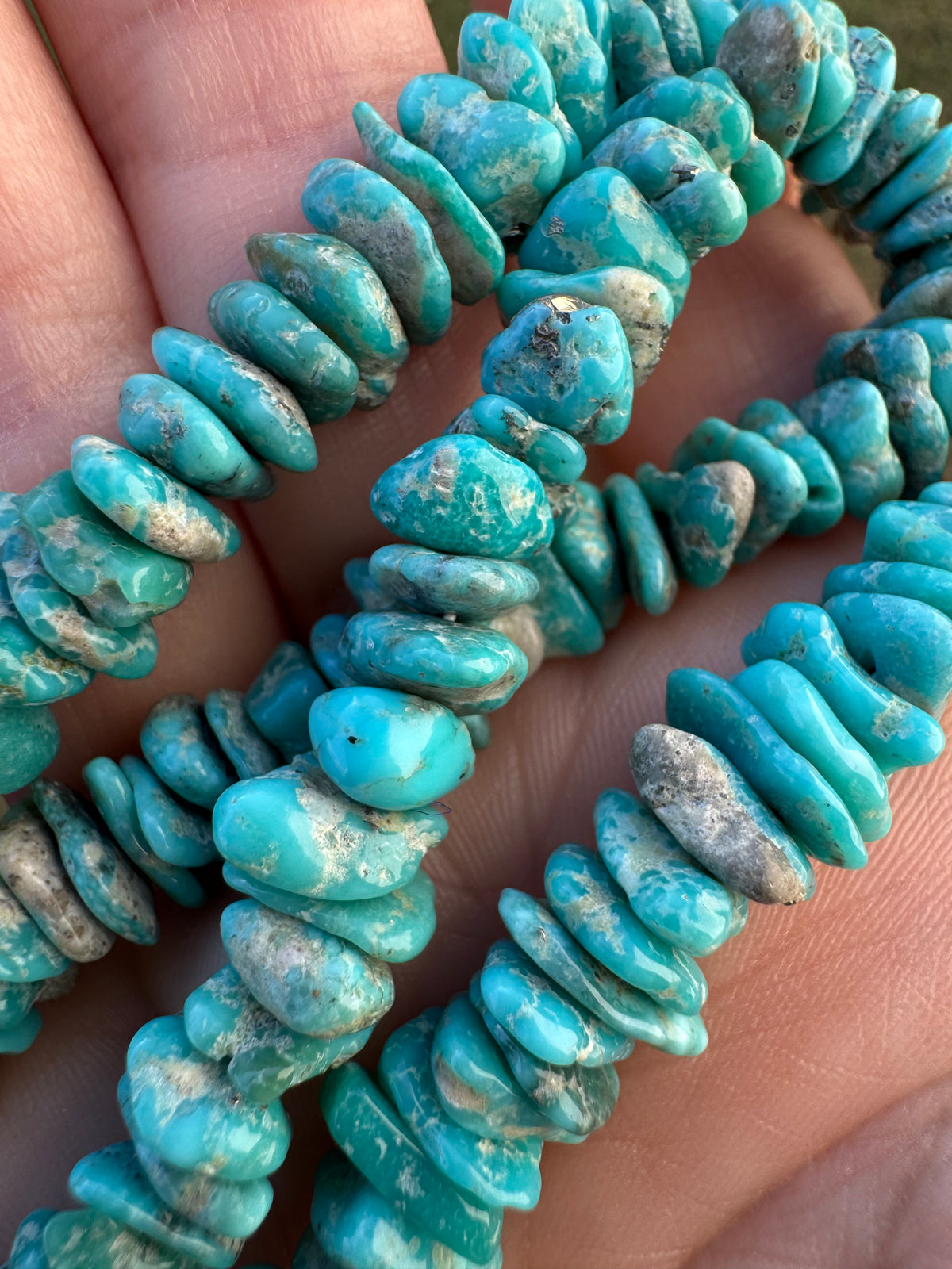 Desert Blue, Arizona Turquoise Chips Beaded Necklace