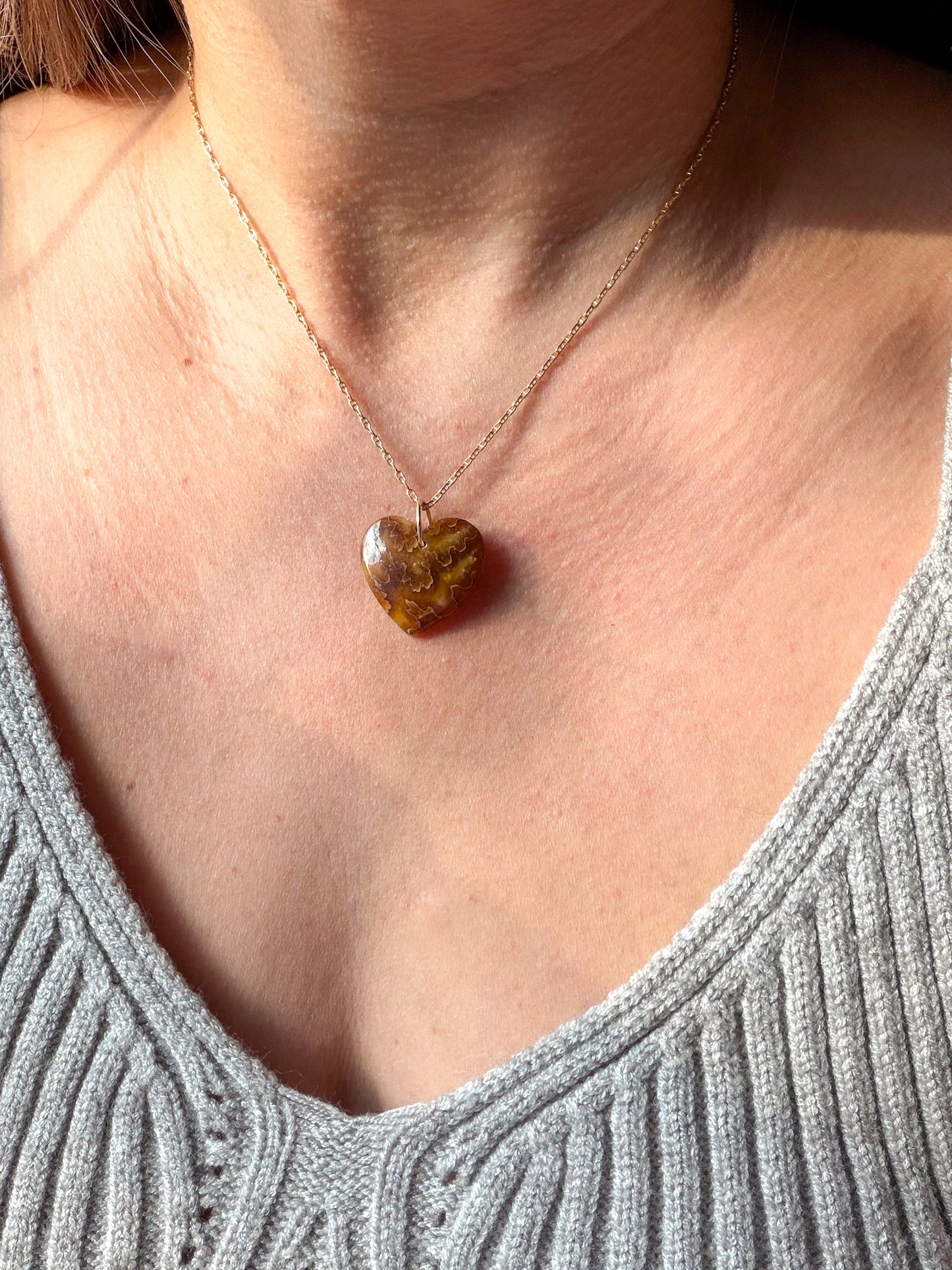 Robin - Rare Ancient Canadian Ammonite Fossil Heart Charm