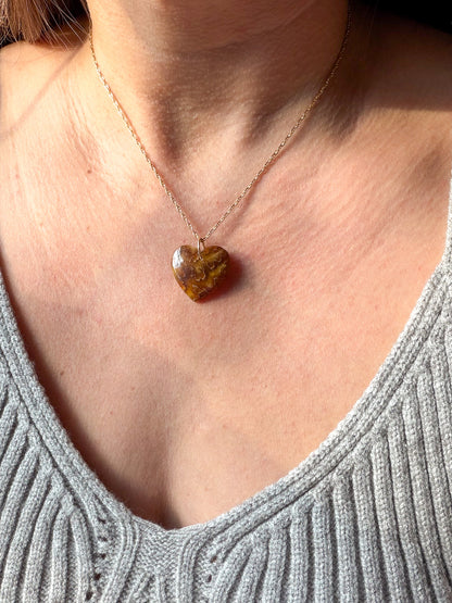 Robin - Rare Ancient Canadian Ammonite Fossil Heart Charm