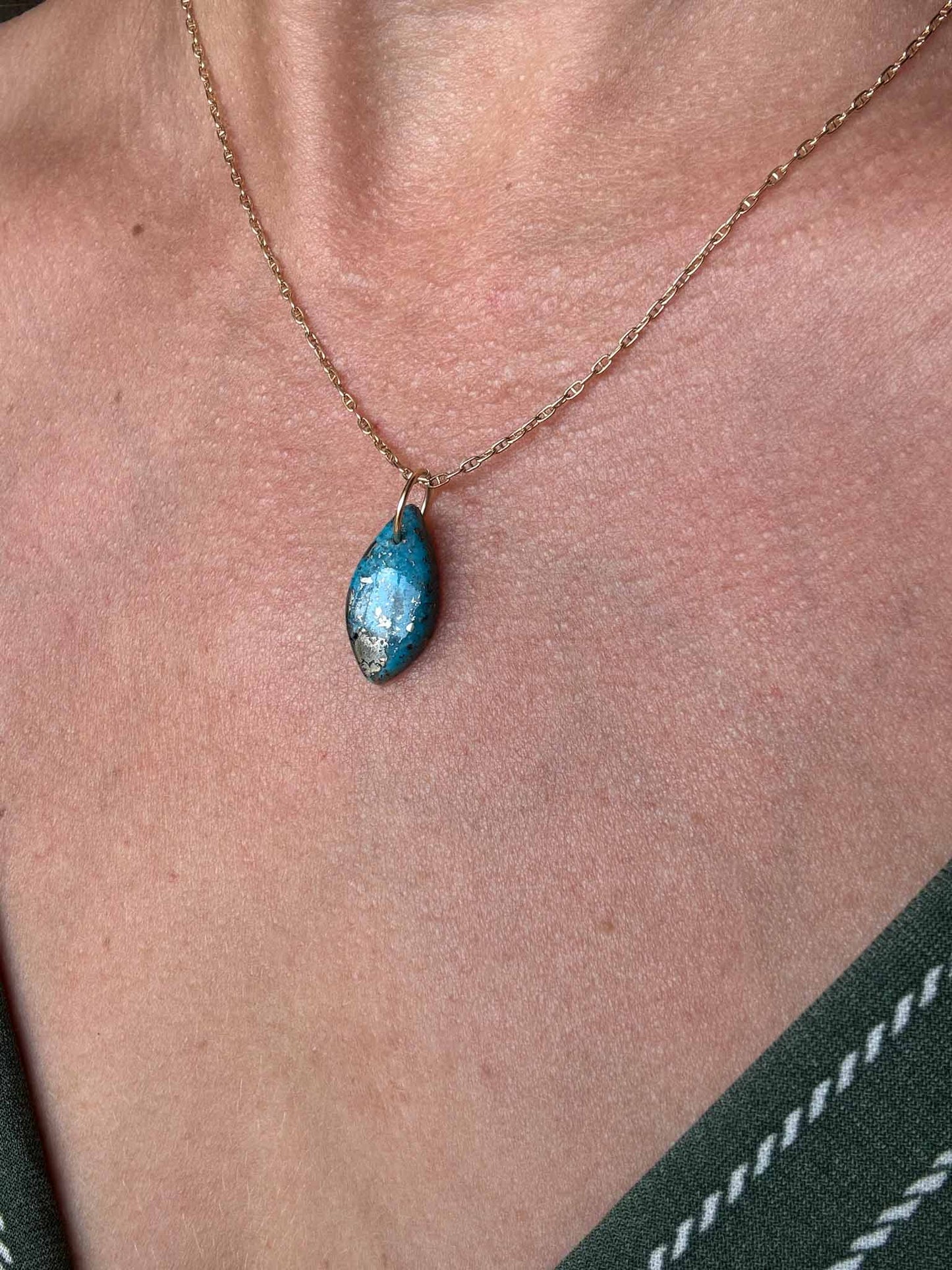 Armenian Turquoise Charm 14k Marquise