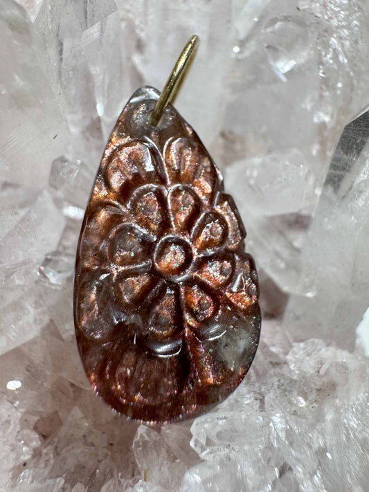 Pretty Purple Carved Sunstone Charm