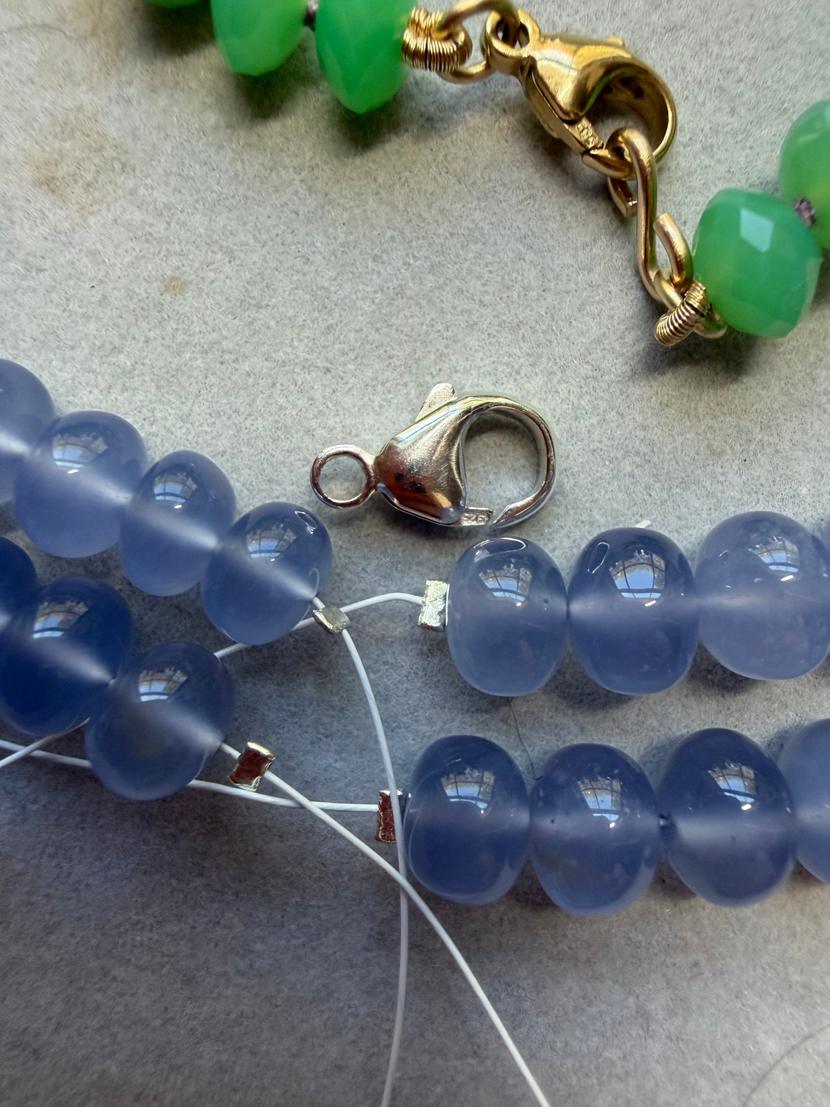 Namibian Chalcedony Strand Sterling Silver, Made to Order