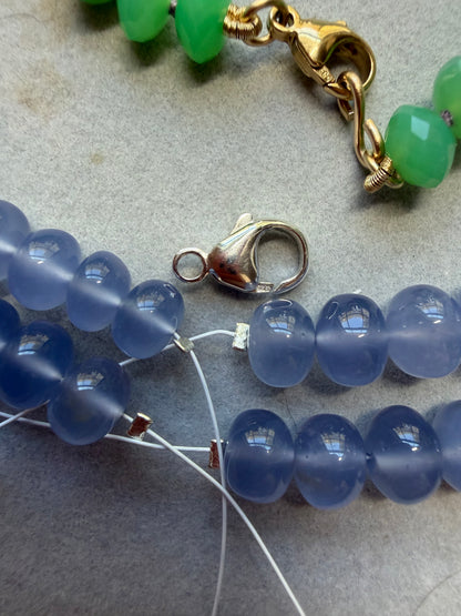Namibian Chalcedony Strand Sterling Silver, Made to Order