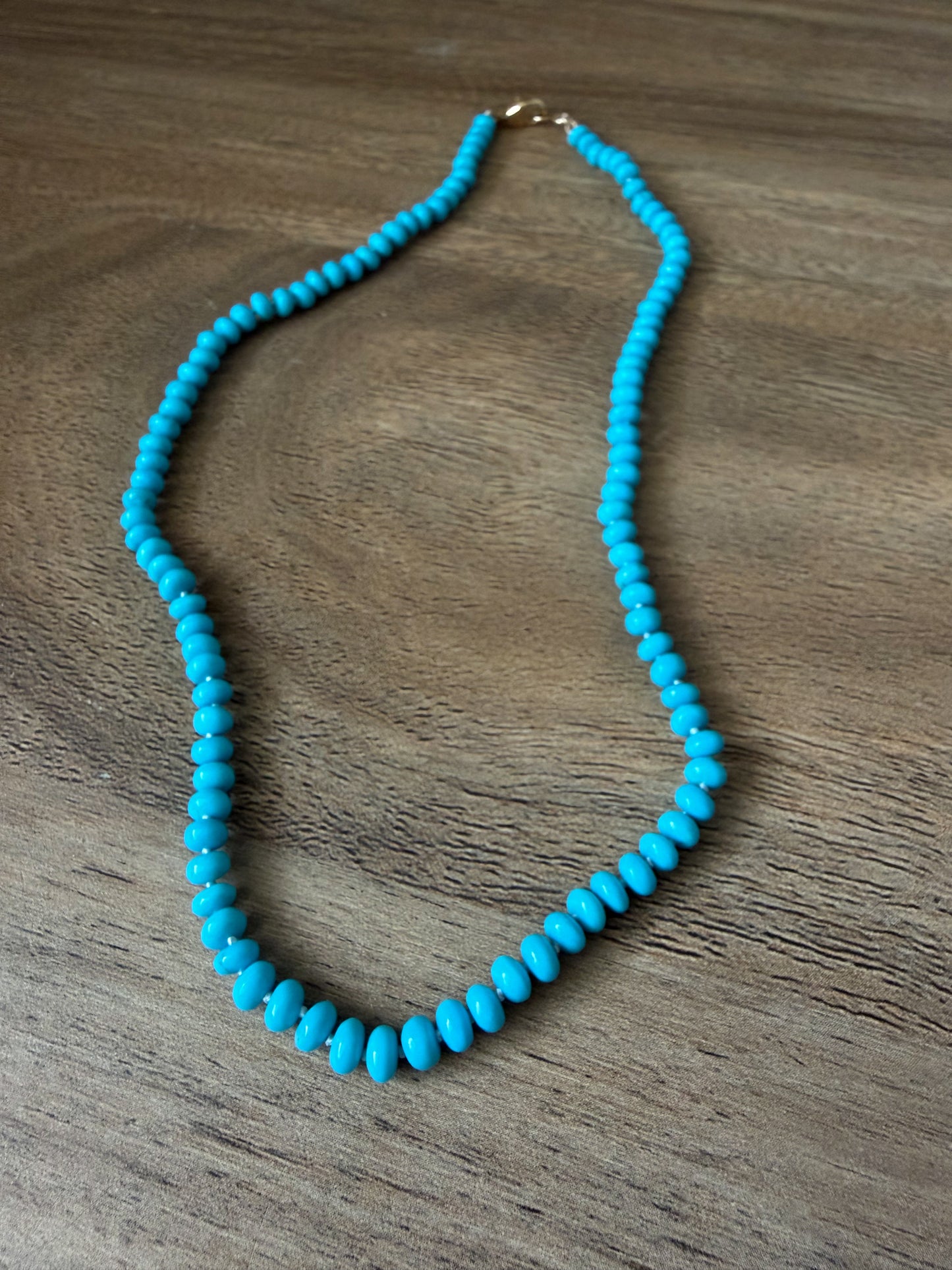 Stunning Kingman Turquoise Fine Knotted Gemstone Strand Necklace 14k