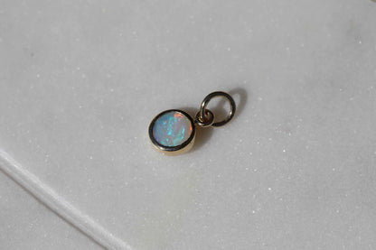 Lightning Ridge Crystal Opal Faceted Charm 14k