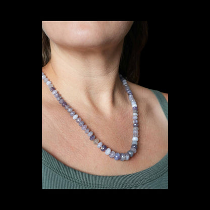 Lavender Chalcedony Handmade Knotted Bead Necklace