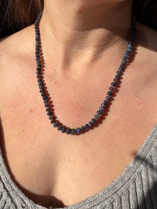 Australian Black Opal Strand, 14k Gold