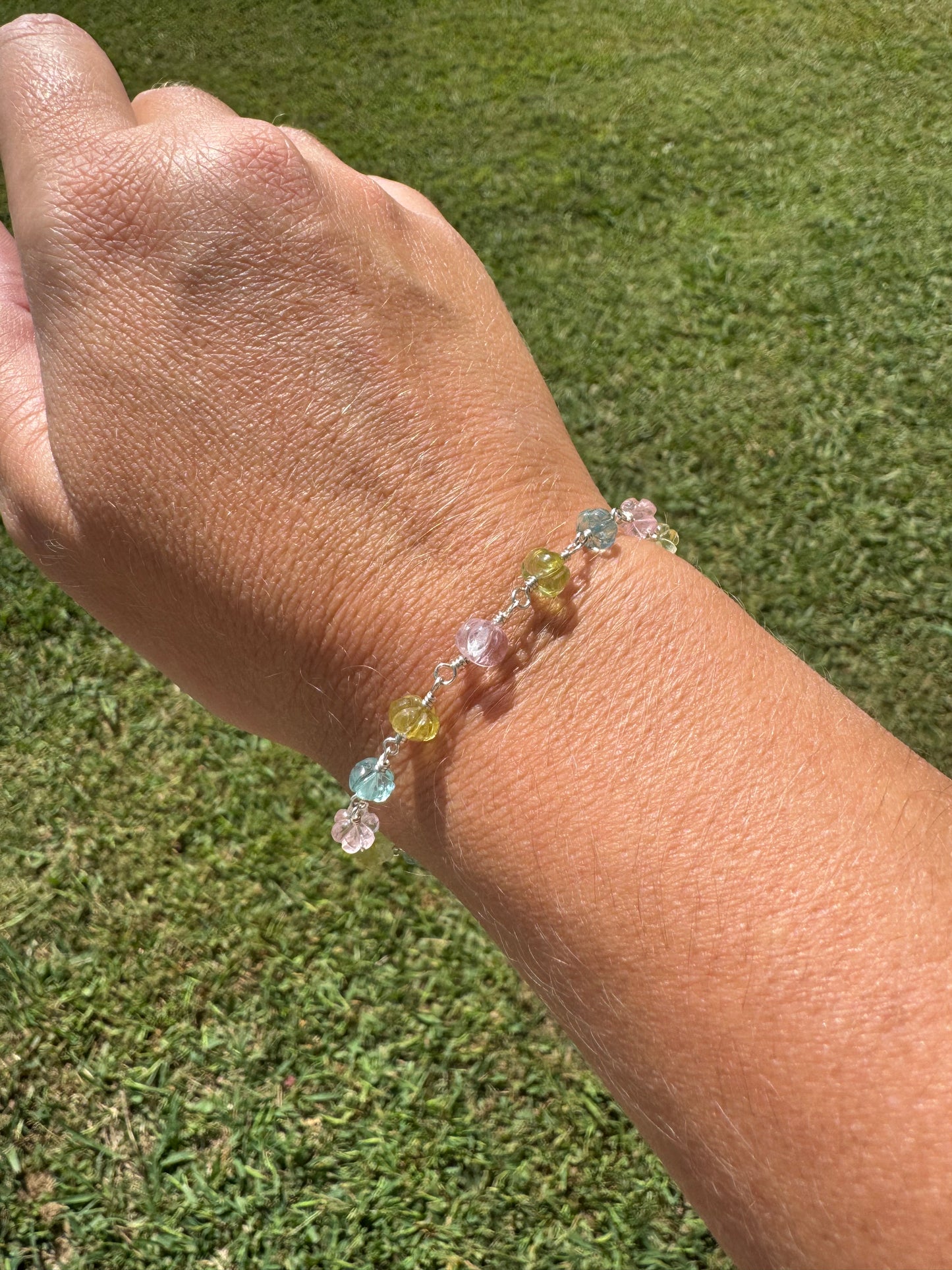 Beryl Aquamarine Wire Wrapped Bracelet