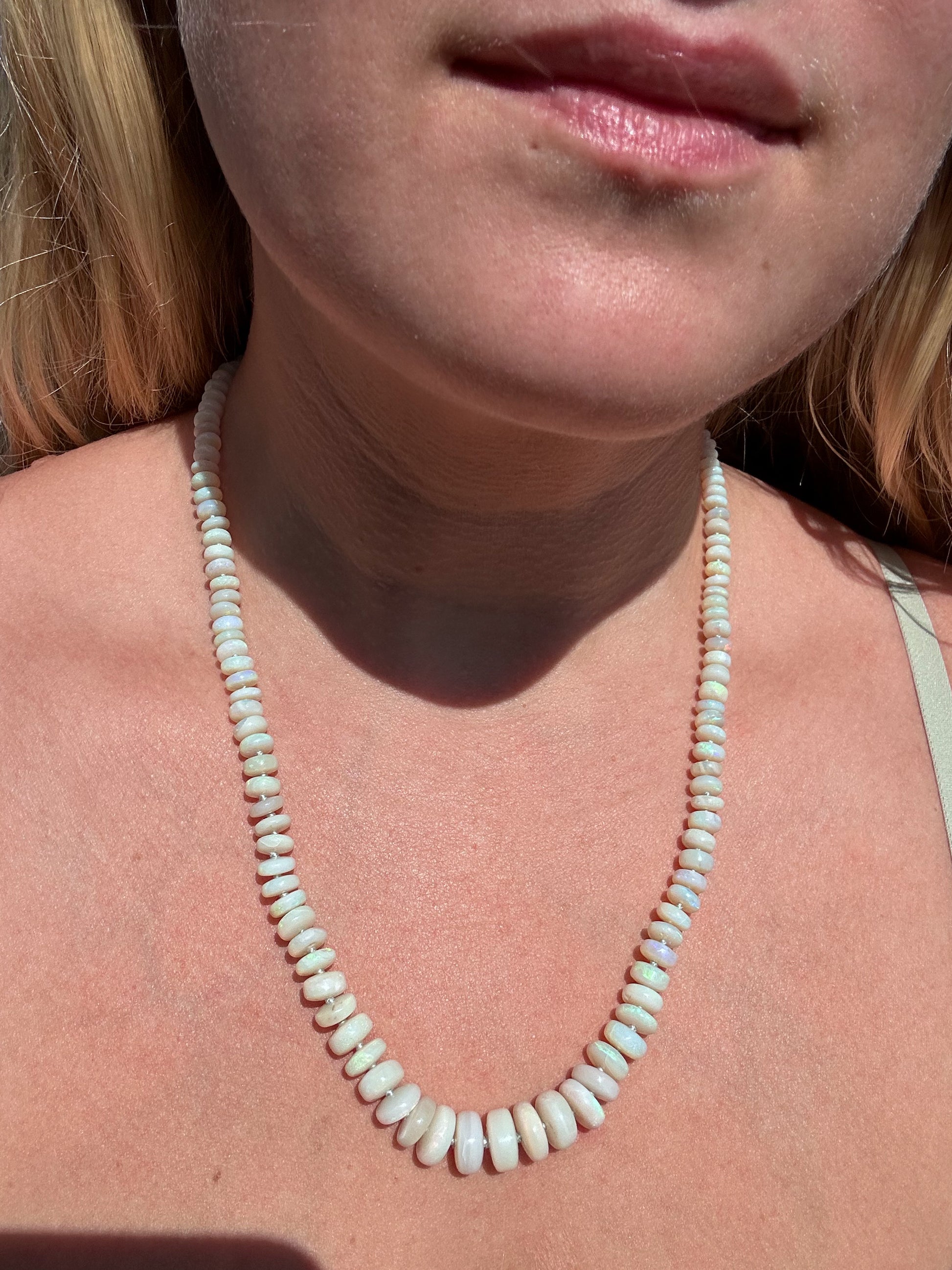 Opaque White Australian Opal Candy Necklace