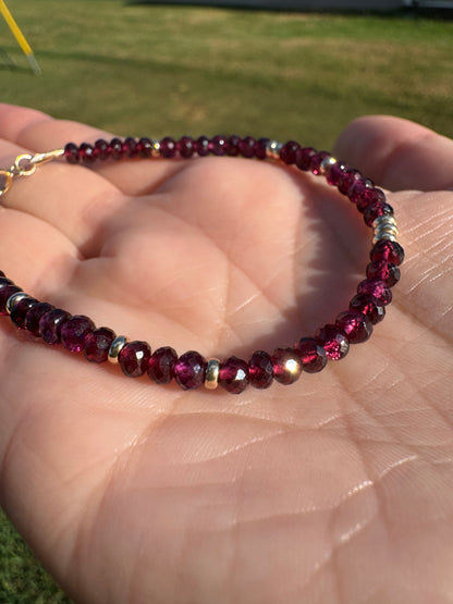 Elegant Rhodolite Garnet Bracelet 14k