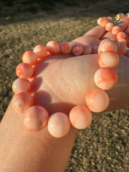 Angel Skin Coral Strand, 14k Gold