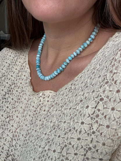 Reserved - Larimar Knotted Necklace 14k