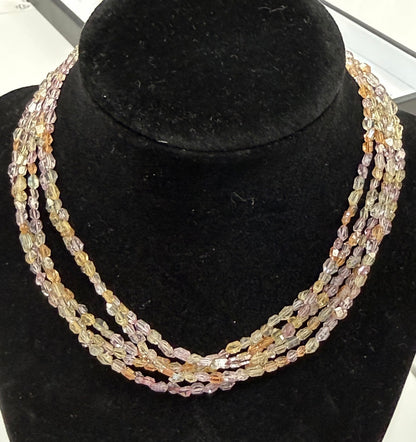 16” Custom Herkimer beaded strand, sterling silver