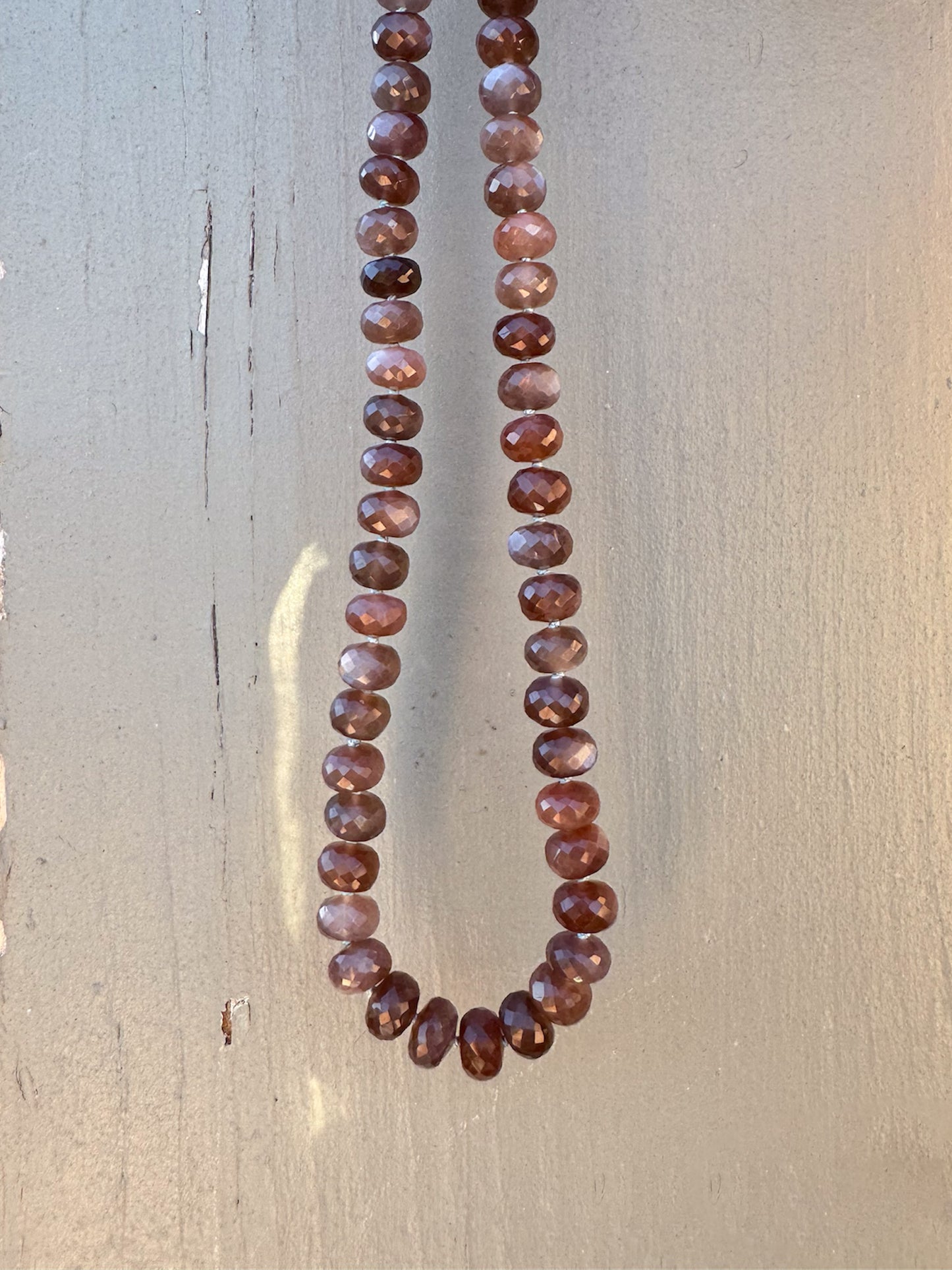 Chocolate Moonstone Knotted Candy Bead Necklace