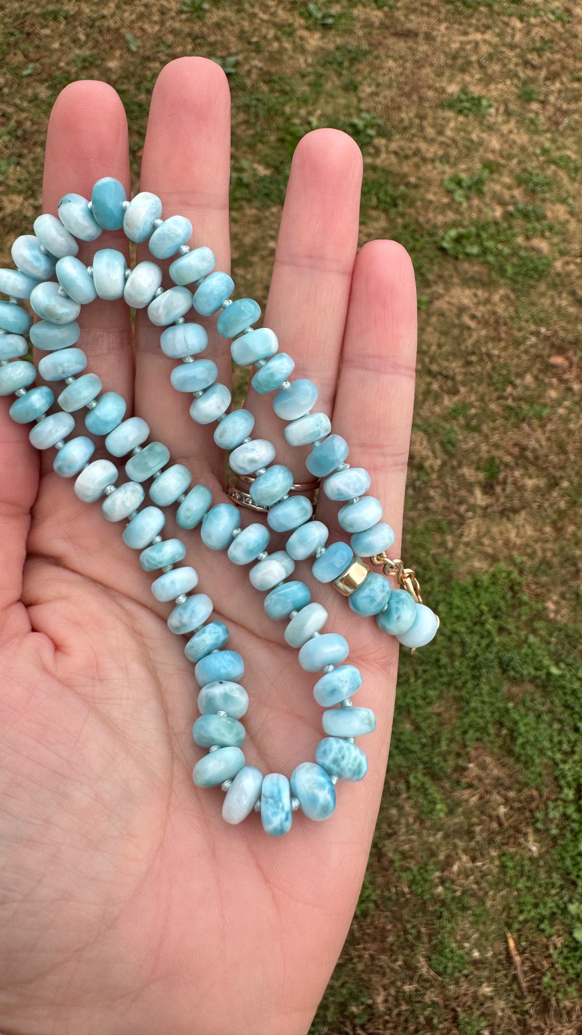 Reserved - Larimar Knotted Necklace 14k