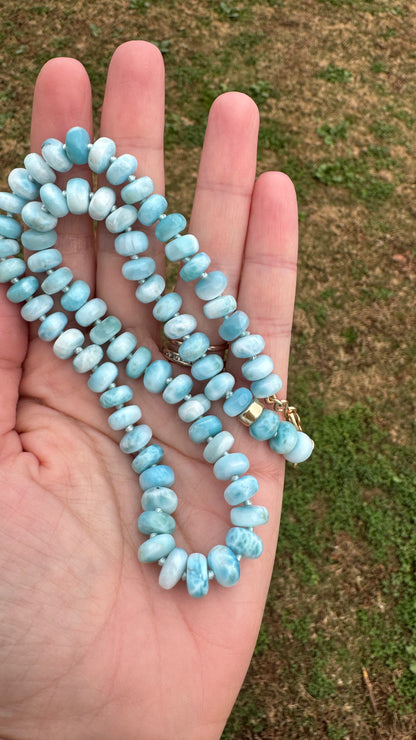 Reserved - Larimar Knotted Necklace 14k