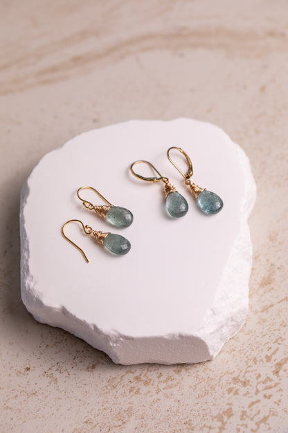 Moss Aquamarine Drop Earrings - Steely Blue
