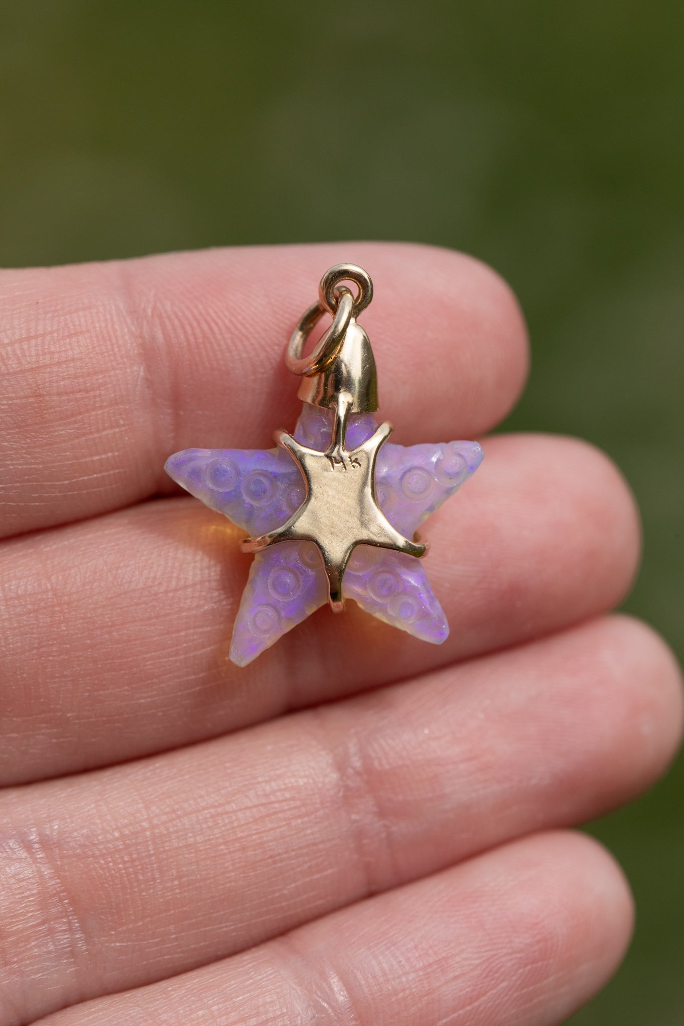 Andamooka AustralianCrystal Opal Starfish, 14k Gold