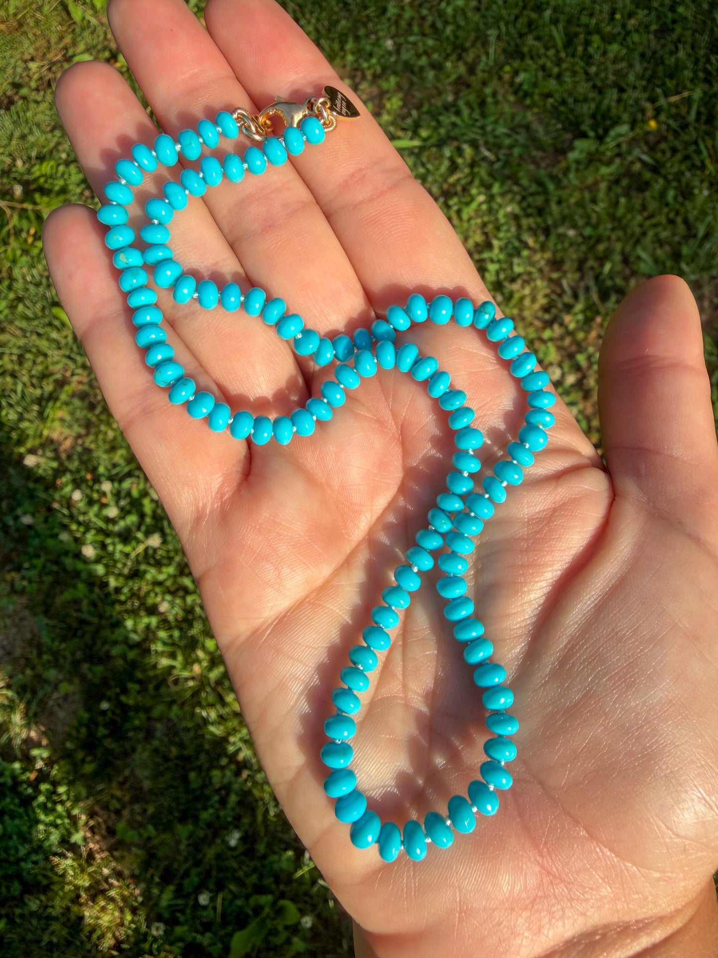 Stunning Kingman Turquoise Necklace 14k Gold
