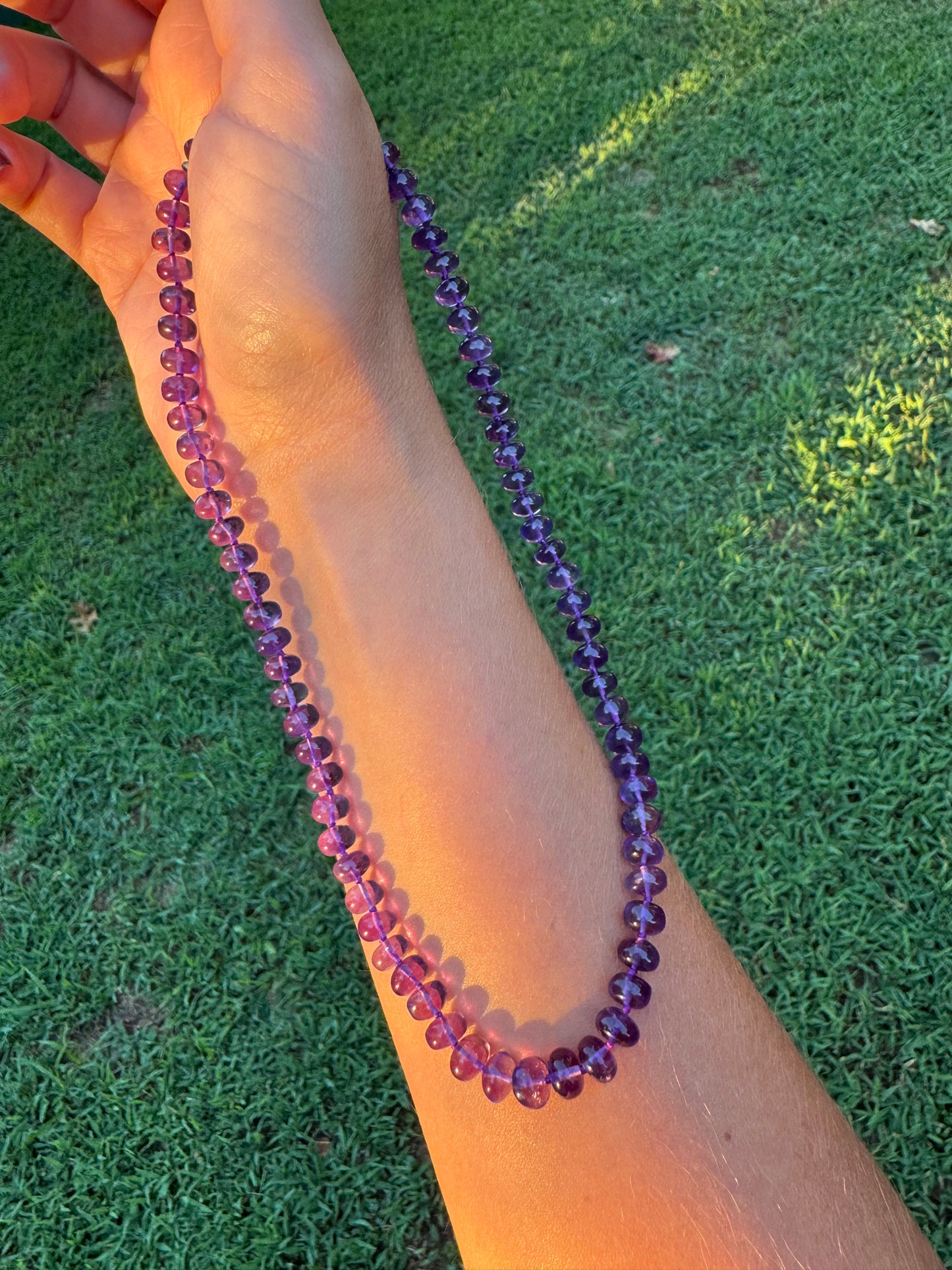 Amethyst Knotted Candy Bead Necklace - 14k Gold Filled