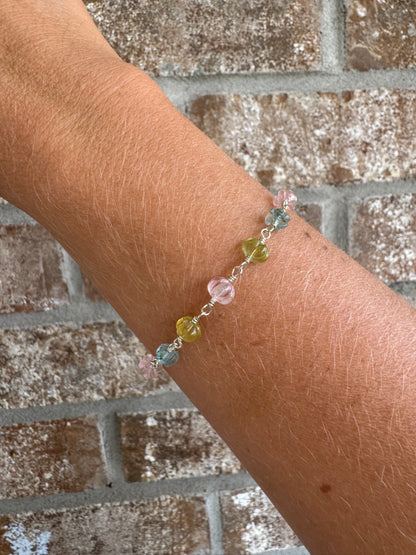 Beryl Aquamarine Wire Wrapped Bracelet