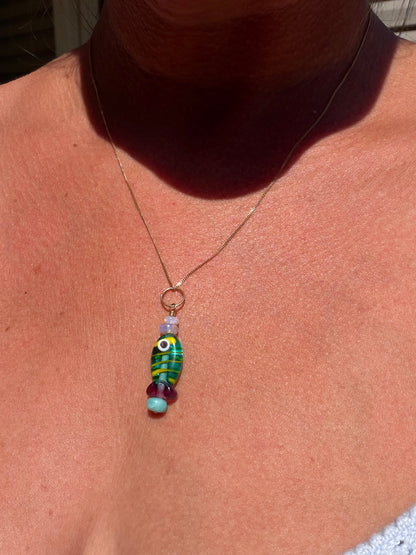 Murano Glass Fishy Charm 14k