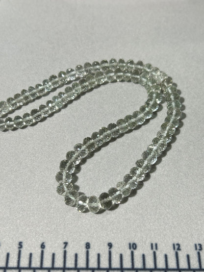 Green Amethyst Knotted Bead Strand 14k