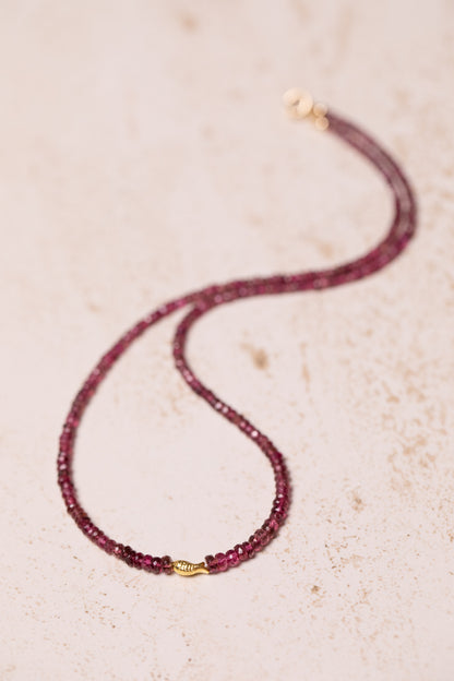 Rubellite Tourmaline Worry Fish Necklace, 14k Gold