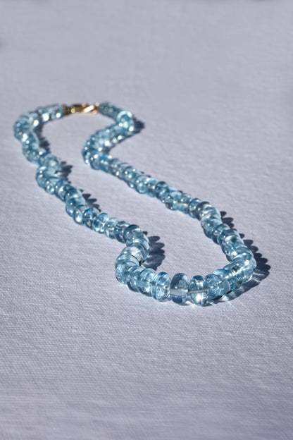 Sky Blue Blue Topaz Knotted Strand, 14k Gold