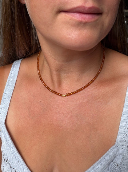 Made to Order: Spessartite Garnet Worry Fish Necklace, 14k Gold