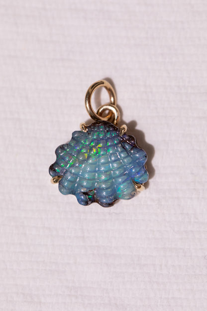 Australian Boulder Opal Shell Charm 14k Gold, Scallop 1 (Seconds, Save $520)