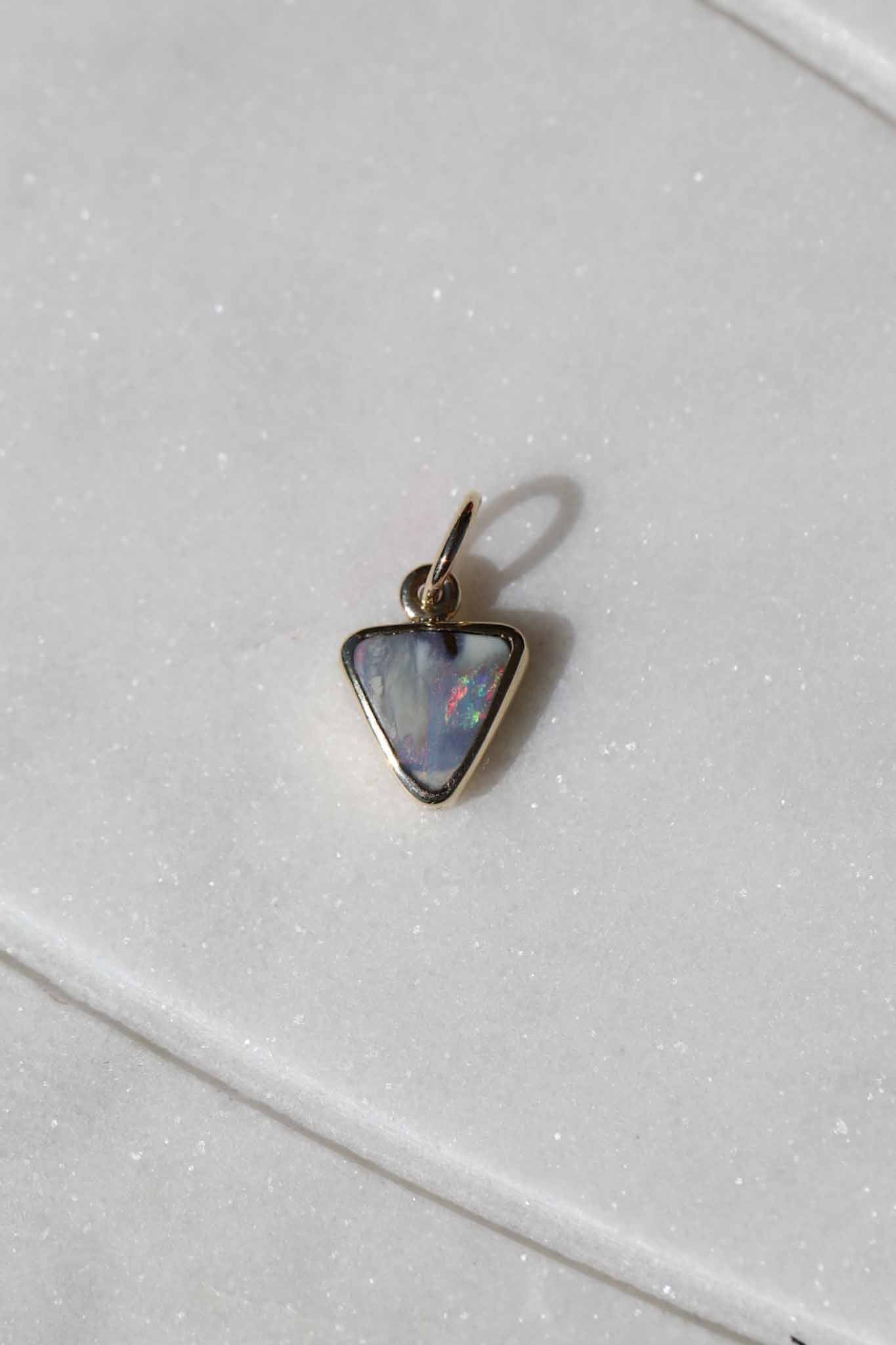 Triangle Boulder Opal Charm 14k