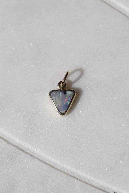 Triangle Boulder Opal Charm 14k