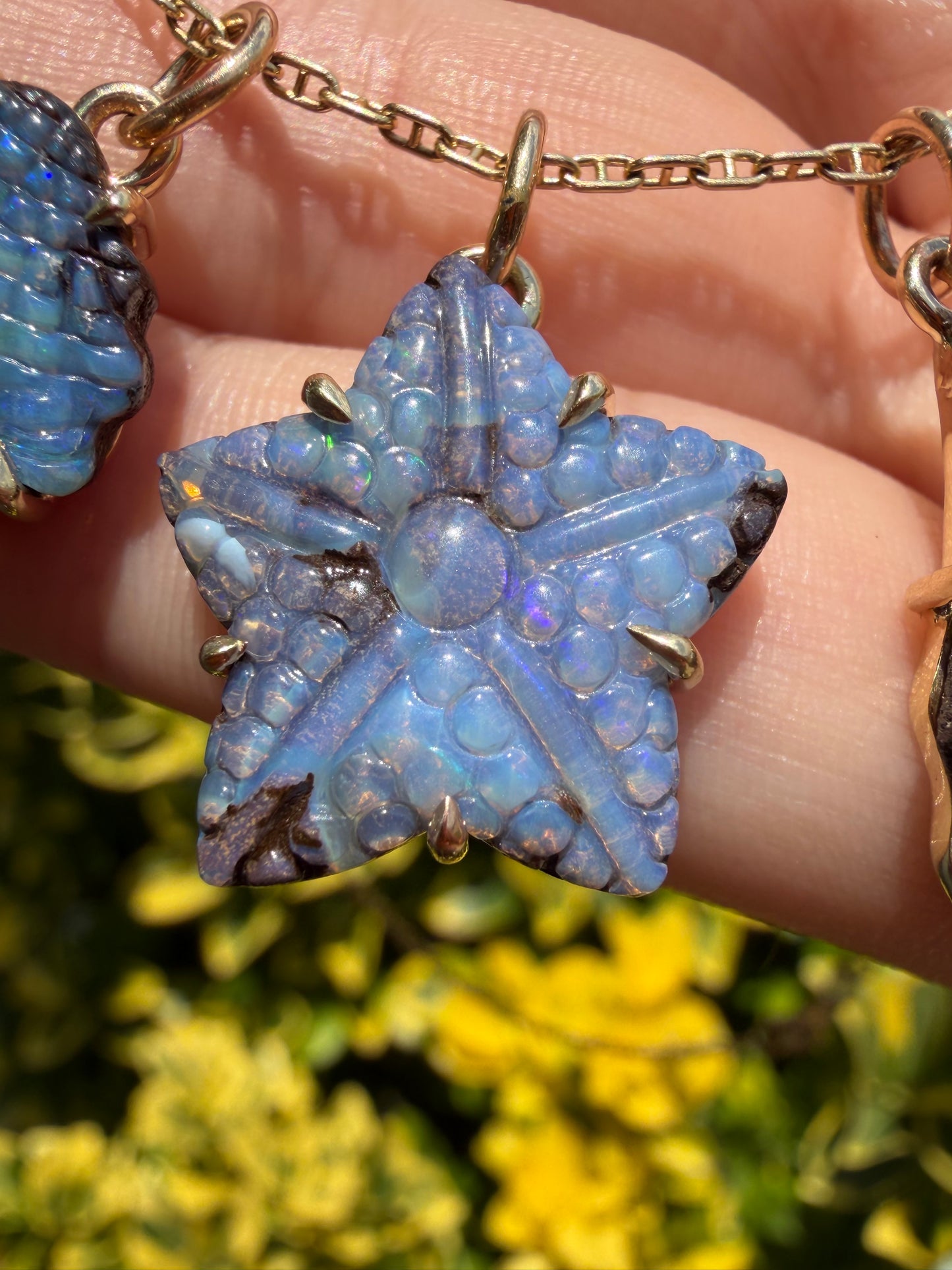 Starfish Boulder Opal Charm 14k