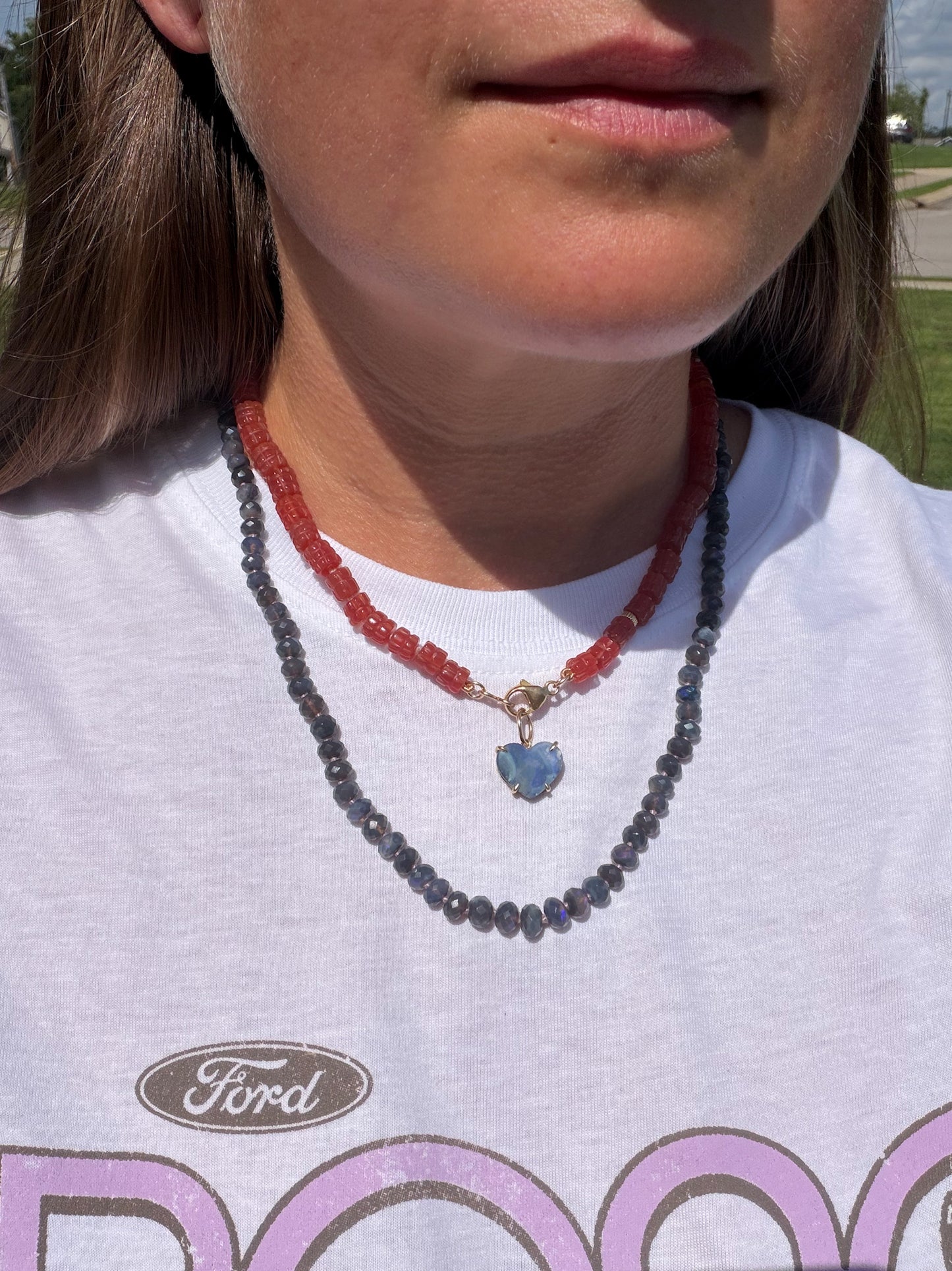 Glowing Carved Carnelian Knotted Bead Necklace 14k Gold Filled