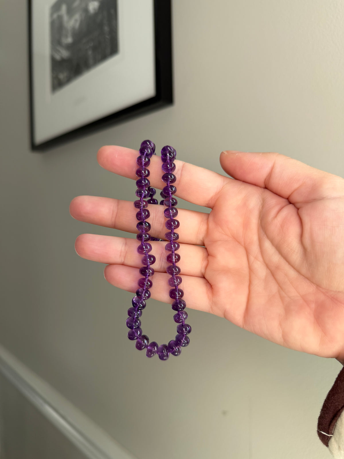 Grape Purple Amethyst Hand Knotted Necklace 14k Gold