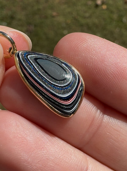 Amazing Fordite Charm with custom 14k Swivel Bail