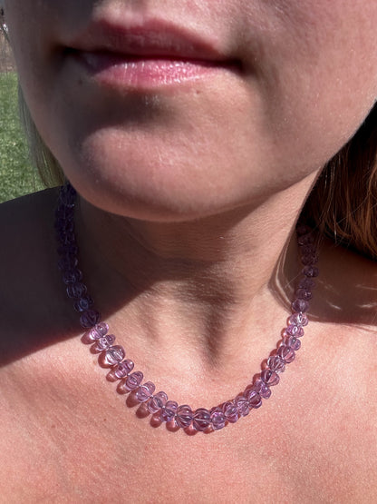 *RESERVED* Amethyst Carved Gemstones Beaded Candy Necklace