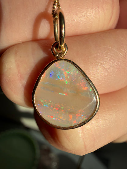 Stunning Freeform Australian Opal Charm 14k