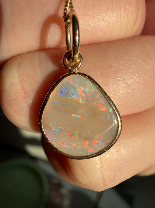 Stunning Freeform Australian Opal Charm 14k