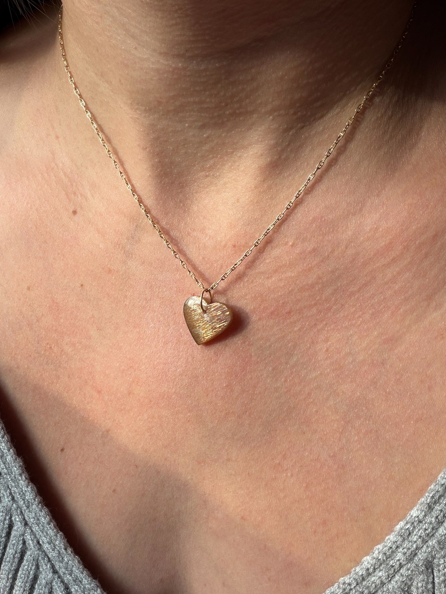 Nancy - Rainbow Meteor Shower Sunstone Heart Charm