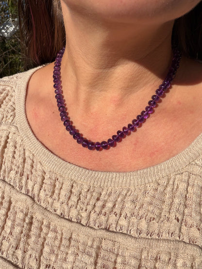 Grape Purple Amethyst Hand Knotted Necklace 14k Gold