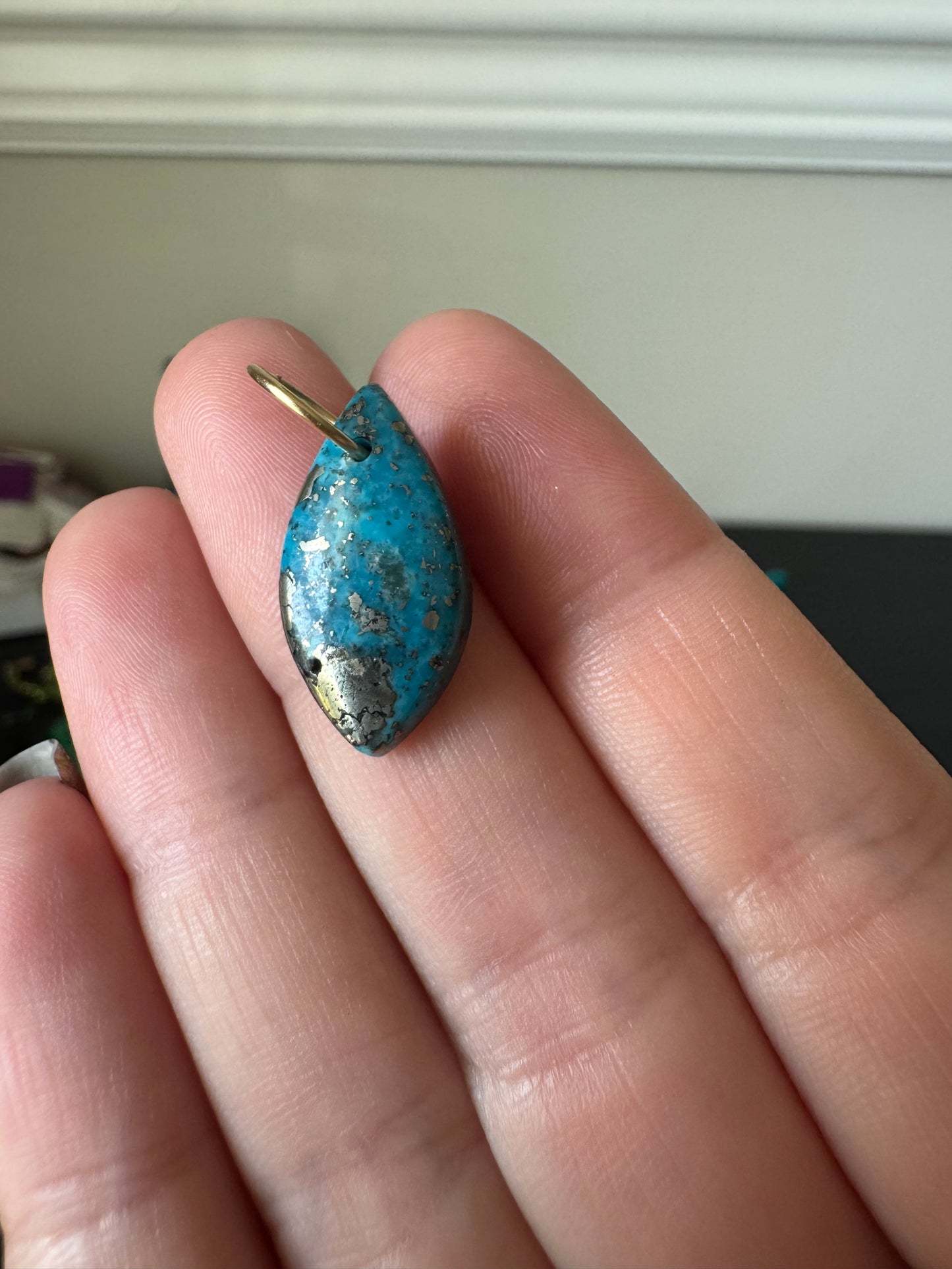 Armenian Turquoise Charm 14k Marquise