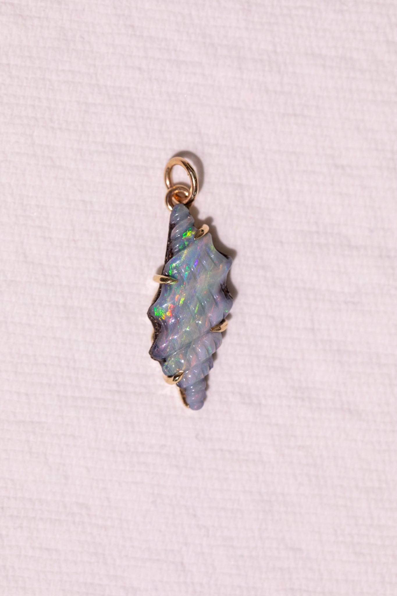 Spiral Shell Boulder Opal Charm 14k