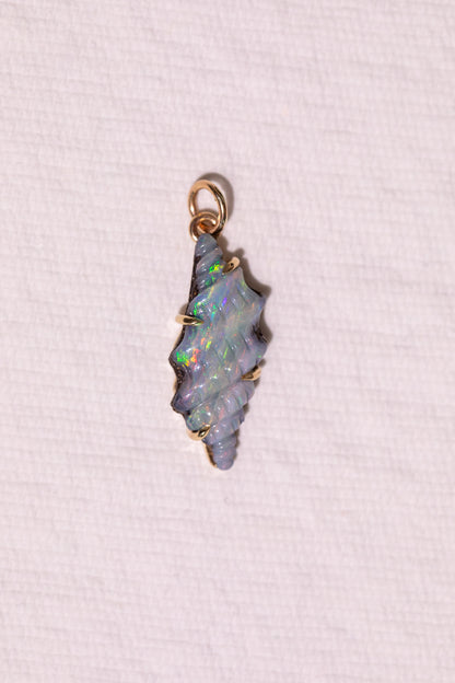 Spiral Shell Boulder Opal Charm 14k