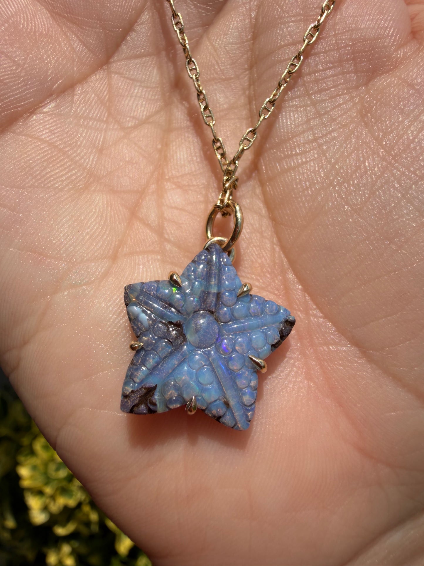 Starfish Boulder Opal Charm 14k