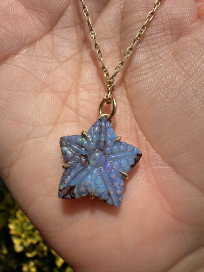 Starfish Boulder Opal Charm 14k